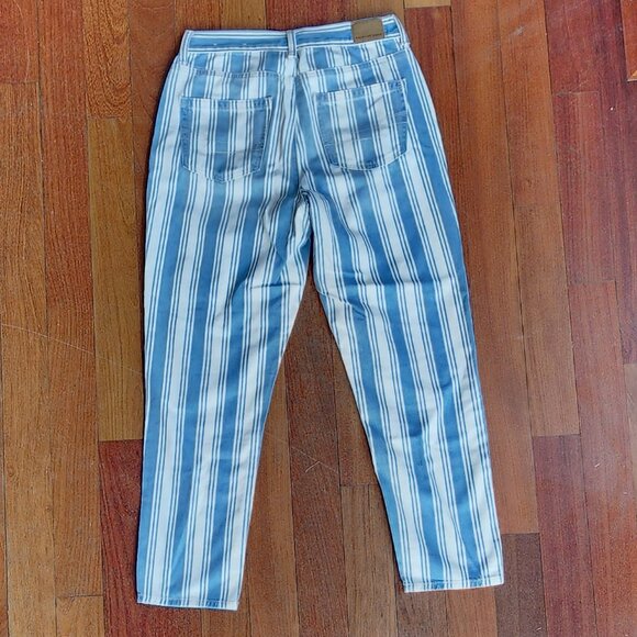 American Eagle Outfitters Blue/White Vertical Striped Mom Jeans Size 4 Short - Picture 13 of 16